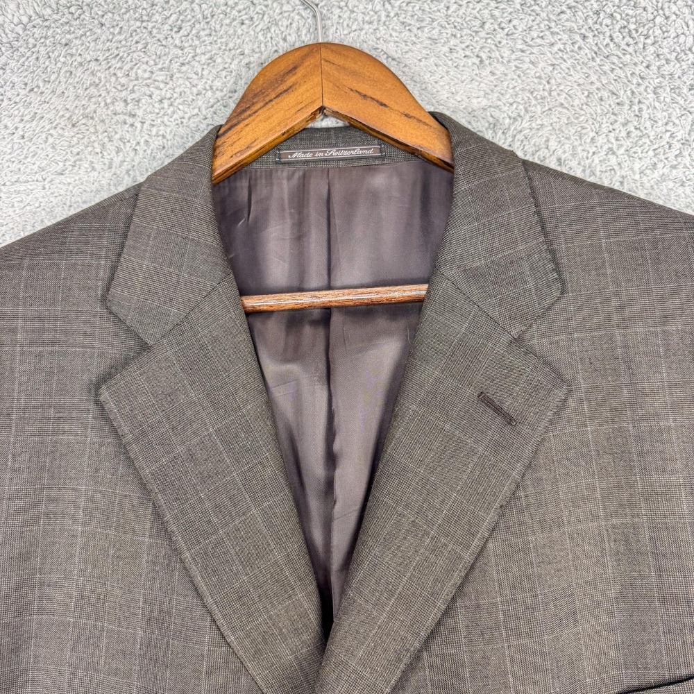 Ermenegildo Zegna‎ Blazer Mens 48L Brown Wool Check Sport Coat Made Switzerland - Picture 2 of 16